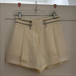 Nonchalant Label Cream Women's Shorts with Zipper Detail NEEDS DRY CLEANING